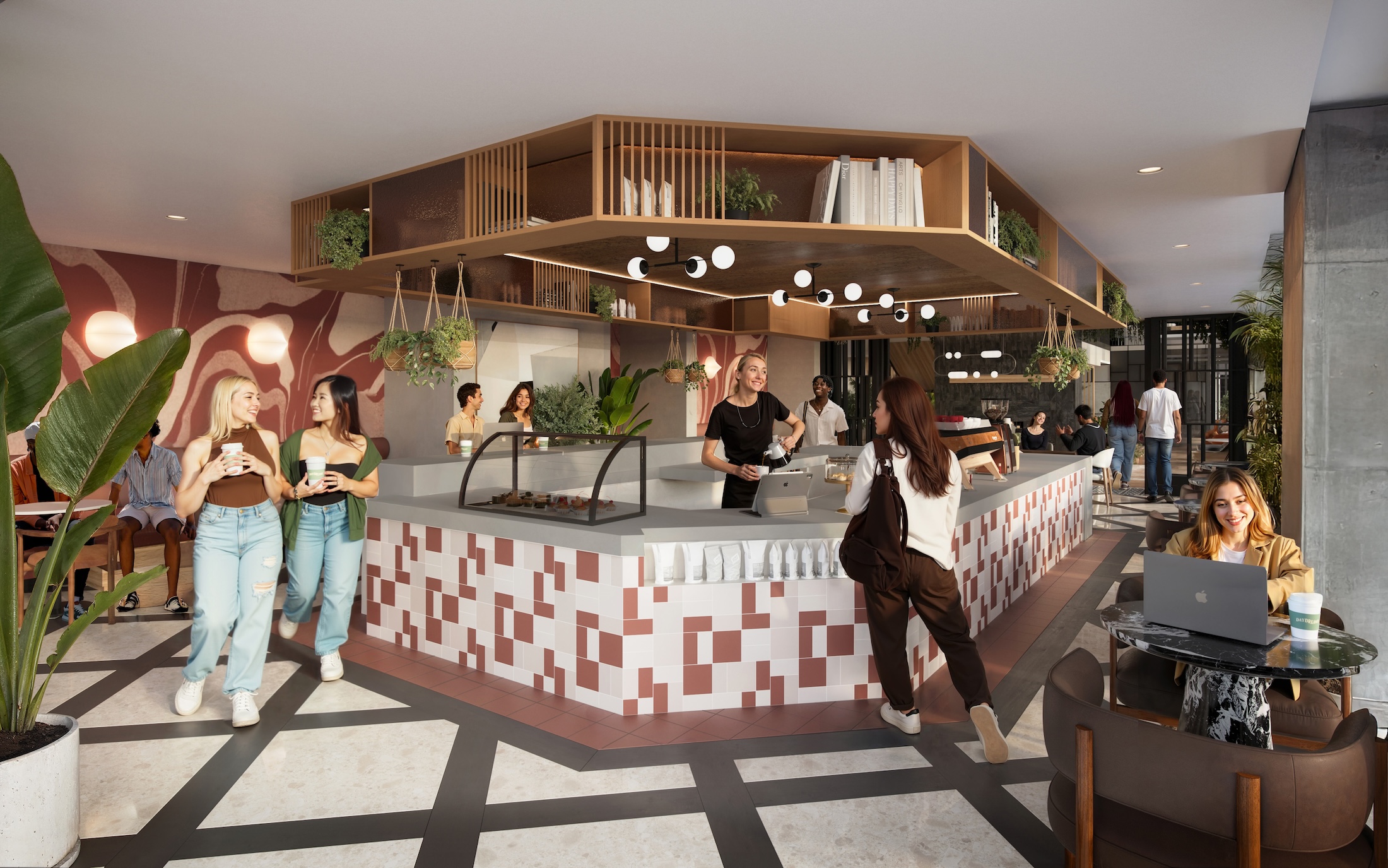 Daydreamer cafe in the Rambler College Park lobby near University of Maryland campus