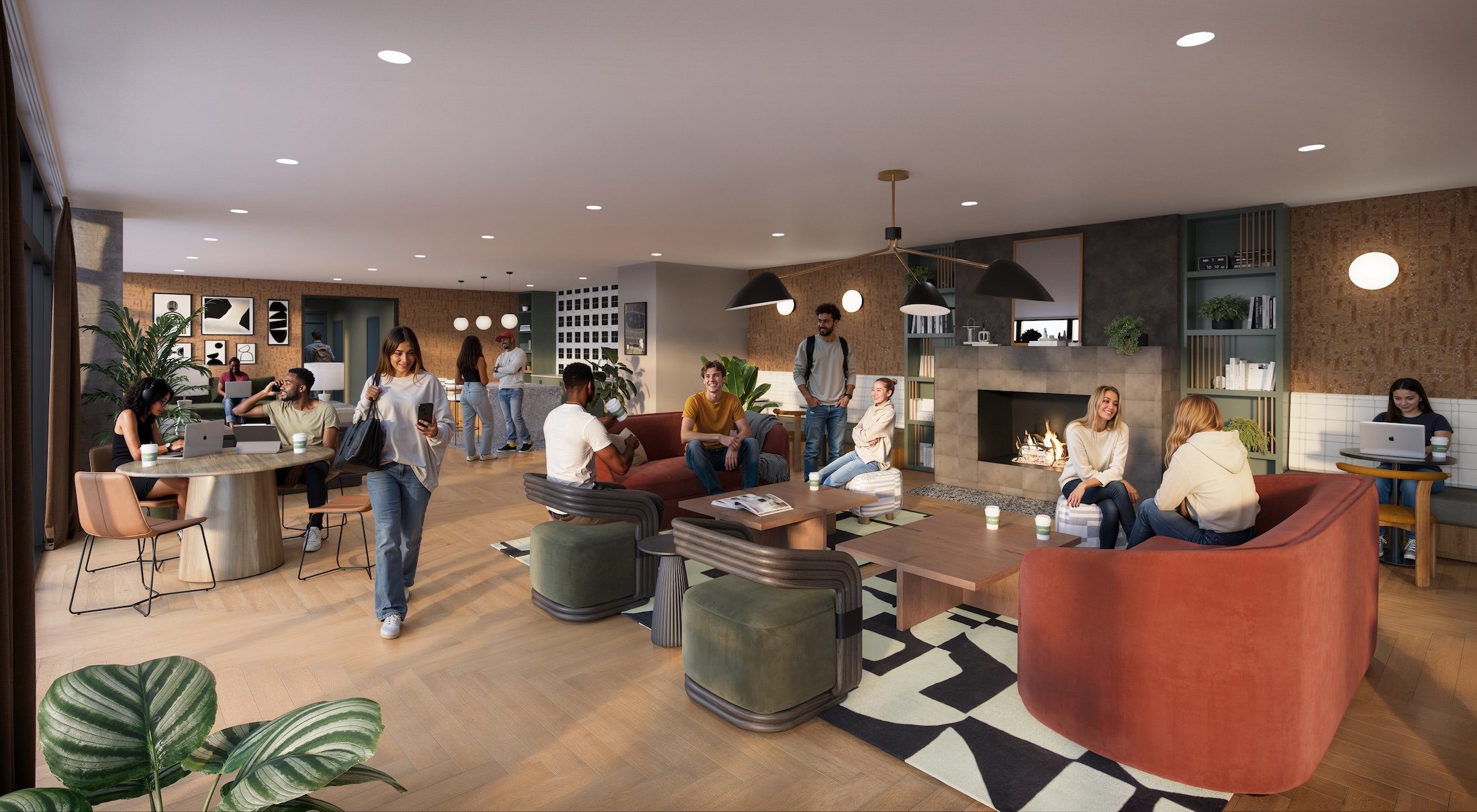 University of Maryland students hanging out in the Rambler College Park club room